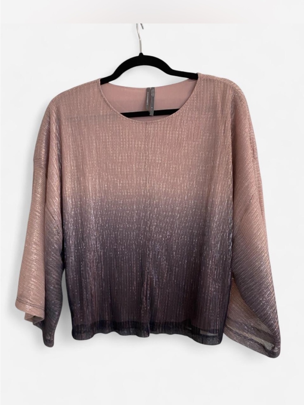 Anthropologie Metallic Ombre Pink to Purple Women's Pleated Blouse